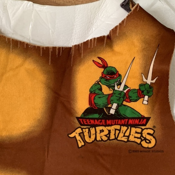 Vintage 1989 Teenage Mutant Ninja Turtles Armor Shell Raphael Child Costume TMNT - Picture 9 of 12